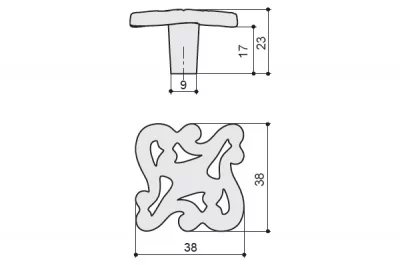 Ручка-кнопка, отделка молочная с золотой патиной