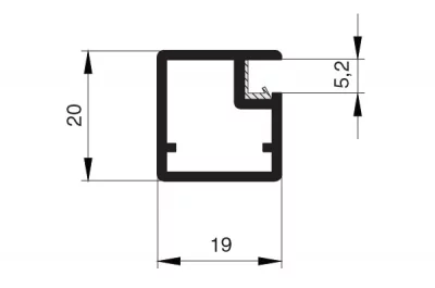 Профиль рамочный узкий FP.03_19x20мм, L=3000мм, отделка алюминий анодированный