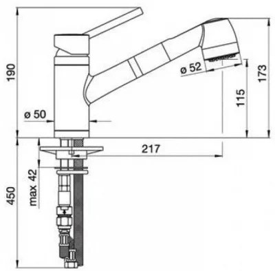 Schock: 710149 Смеситель Pila-D, Cristadur, выдвижной излив, хром/магма Schock: 710149 Смеситель Pila-D, Cristadur, выдвижной излив, хром/магма
