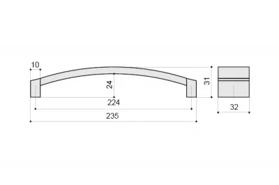 Ручка-скоба 224мм, отделка хром матовый + транспарент коричневый