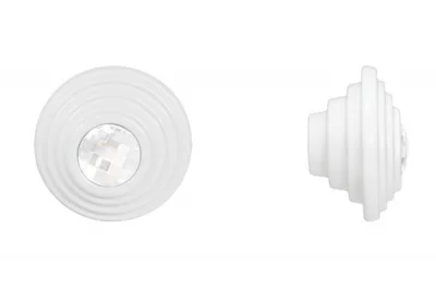 Ручка-кнопка, отделка белая матовая + горный хрусталь