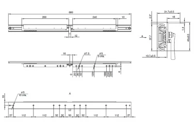 Механизм раздвижения стола Basic, 680 мм, с синхронизатором и стопором