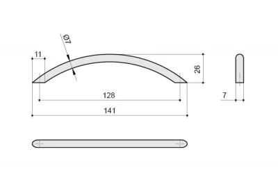Ручка-скоба 128мм, отделка хром глянец
