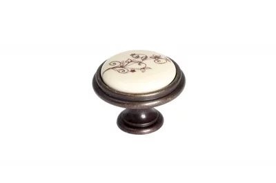 Ручка-кнопка, отделка бронза темная + керамика: P77.Y01.G1.MB1G