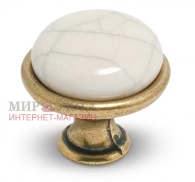 Ручка-кнопка D28мм бронза состаренная/керамика состаренная: GP194AB/MLK