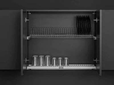 Комплект посудосушителя для тарелок/чашек в базу 900мм(для плиты 18мм), с алюмин. рамой и пласт. поддоном, регулировка по глубине