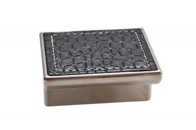 Ручка-скоба 32мм, отделка никель глянец + чёрный (кайман)