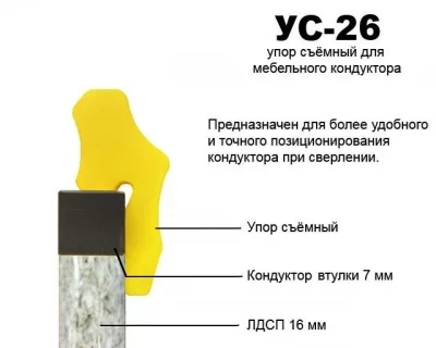 Упор для кондуктора втулки 7 мм (для плиты 16 мм), УС-26