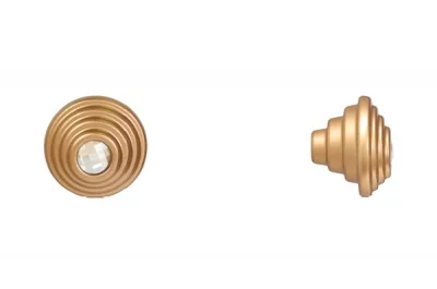 Ручка-кнопка, отделка золото матовое + горный хрусталь