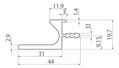 GTV: Профиль набивной L, L=3,5 м, черный мат., цена за 3,5м PA-0243-35-50-20M
