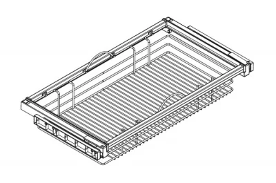 Сетчатая полка в базу 900 выдвижная с алюминиевой рамкой, отделка хром, 1 корзина