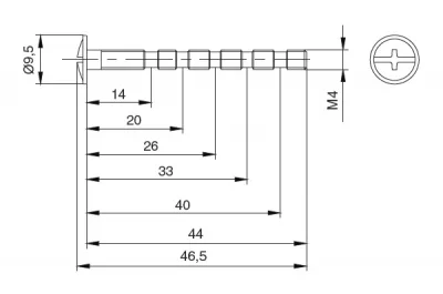 Винт универсальный М4х45мм, отделка бронза (упаковка 30 шт.)