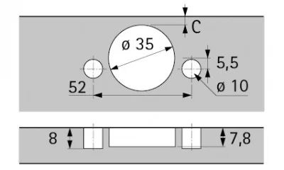 Hettich: 9094291: Петля Sensys 8646i, -4 мм, TH 53 O35, Под запрессовку