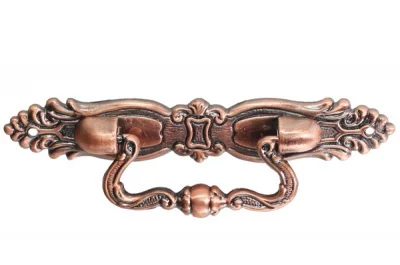 Ручка-скоба 64мм с накладкой, отделка медь