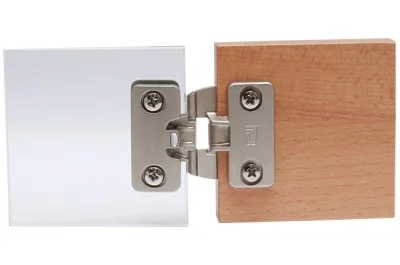 Петля полунакладная для стекла, угол открывания 230°, отделка никель