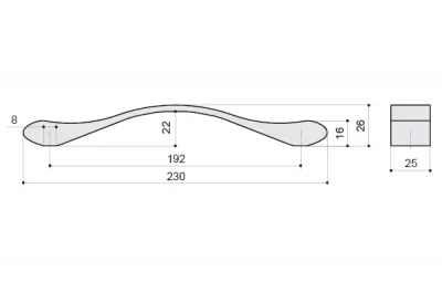 Ручка-скоба 192мм, отделка хром матовый