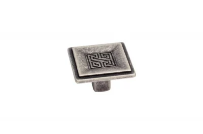 Ручка-кнопка, отделка серебро античное