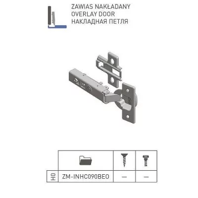 GTV: Петля накладная GTV самозакрывающаяся без евро шурупа ZM-INHC090BEO