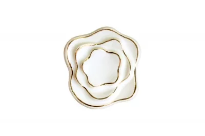 Ручка-кнопка, отделка керамика слоновая кость + золото