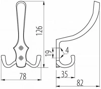 GTV: Мебельный крючок K-24 A0, золото WZ-A0-K24-03