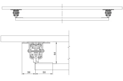 Механизм раздвижения стола Kombi 47, 980 мм, с синхронизатором и стопором