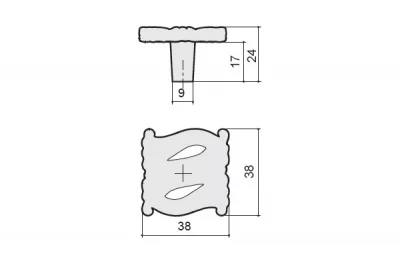 Ручка-кнопка, отделка бронза металлик