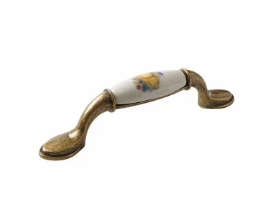 Ручка-скоба 96мм FIRMAX, металл+керамика Груша, бронза