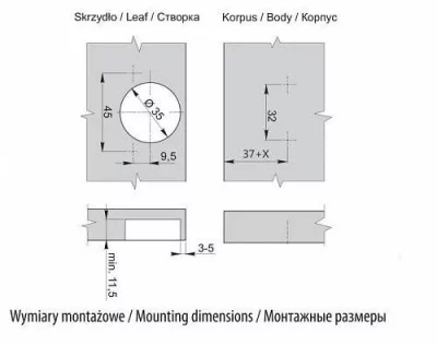GTV: Петля GTV Prestige самозакрывающаяся HC без евро шурупа регулировка в 3 плоскостях ZM-CNHC07BR2