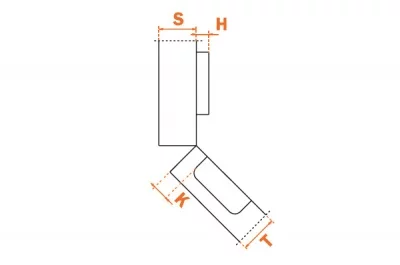 Петля 45" угловая с доводчиком, отделка титаниум