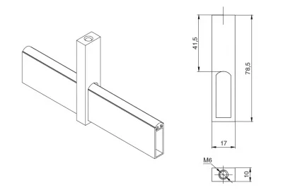 Linear Держатель штанги 10х30 центральный, отделка под алюминий
