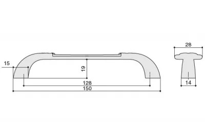 Ручка-скоба 128мм, отделка бронза темная + керамика