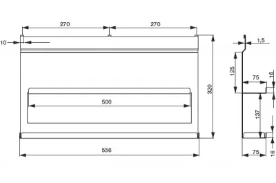 Полка для специй 2-х-уровневая, 556х75х320мм, отделка черный бархат (матовый)