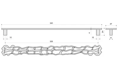 Ручка-скоба 320мм, отделка бронза античная французская