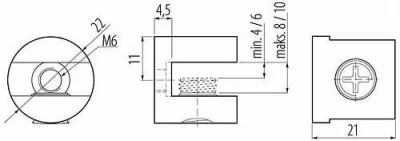 GTV: Полкодержатели для стеклянных полок 8мм инокс MC-J65-08-05