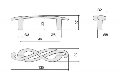 Ручка-скоба 96мм (левая), отделка золото императорское