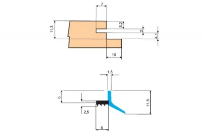 Профиль ПВХ под пропил для крепления витражей, L=4000, отделка транспарент
