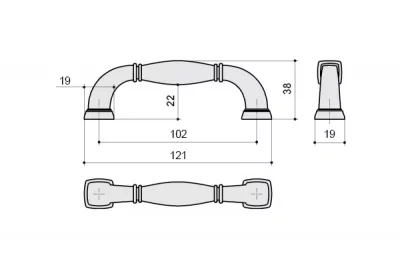 Ручка-скоба 102мм, отделка шлифованная медь