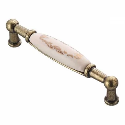 GTV: Мебельная фарфоровая ручка старое золото/золотой орнамент UP-WP0728-BX