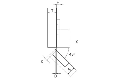 Петля 45 (110) угловая с доводчиком, 48мм, Clip-on (cam), отделка никель