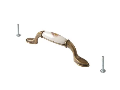 Ручка-скоба 96мм FIRMAX, металл+керамика Полевой цветок, бронза