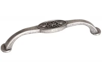 Ручка-скоба 128мм, отделка серебро старое