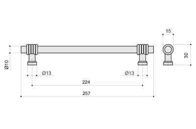 Ручка-скоба 224 мм, отделка античное железо