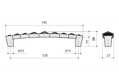Ручка-скоба 128мм, отделка хром глянец + горный хрусталь