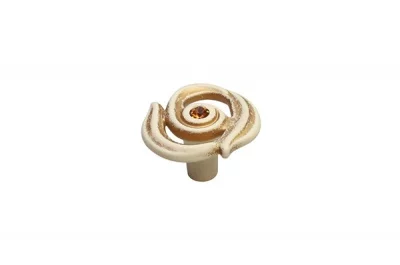 Ручка-кнопка, отделка золото винтаж + горный хрусталь