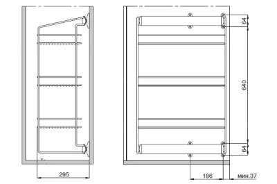 Выдвижная полка для белья, трёхуровневая