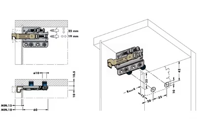 Подвеска полок на бобышках под крышечку, левая