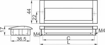 GTV: Ручка алюминиевая UA-326 C=160, алюминий UA-00-326160