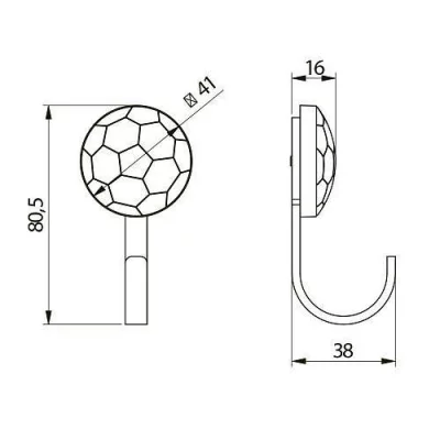 GTV: Крючок мебельный WM-BALL мяч, черно-белый: WM-BALL-CZ-B