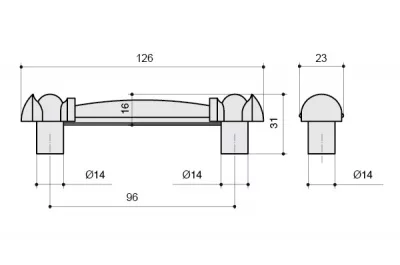 Ручка-скоба 96мм, отделка бронза старая + керамика