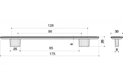 Ручка-скоба 128-096мм, отделка медь шлифованная
